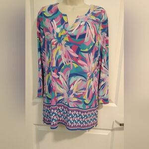 Pappagallo Blue and Pink Abstract Tunic